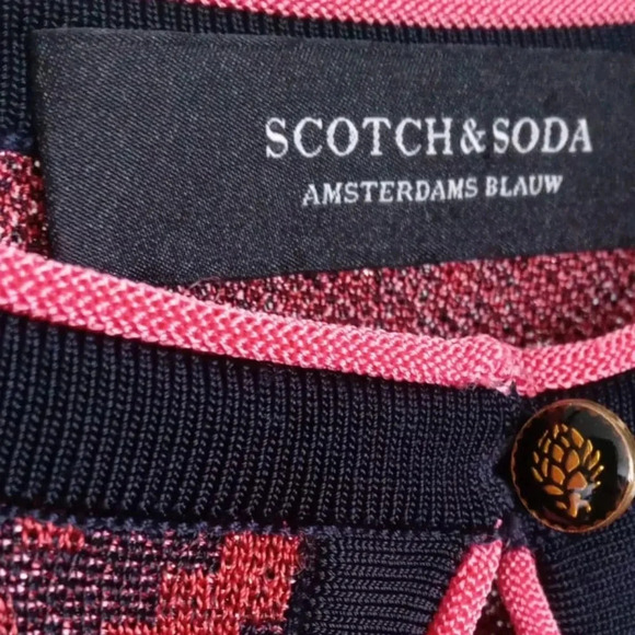 Scotch & Soda Womens  Retro Short Sleeve Metallic Tennis Sweater Small - Picture 4 of 10